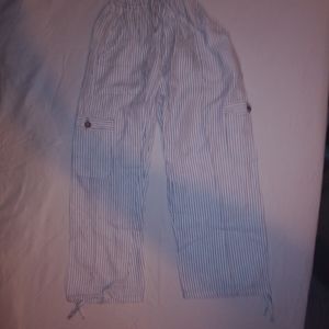 White hippie pants w black stripes